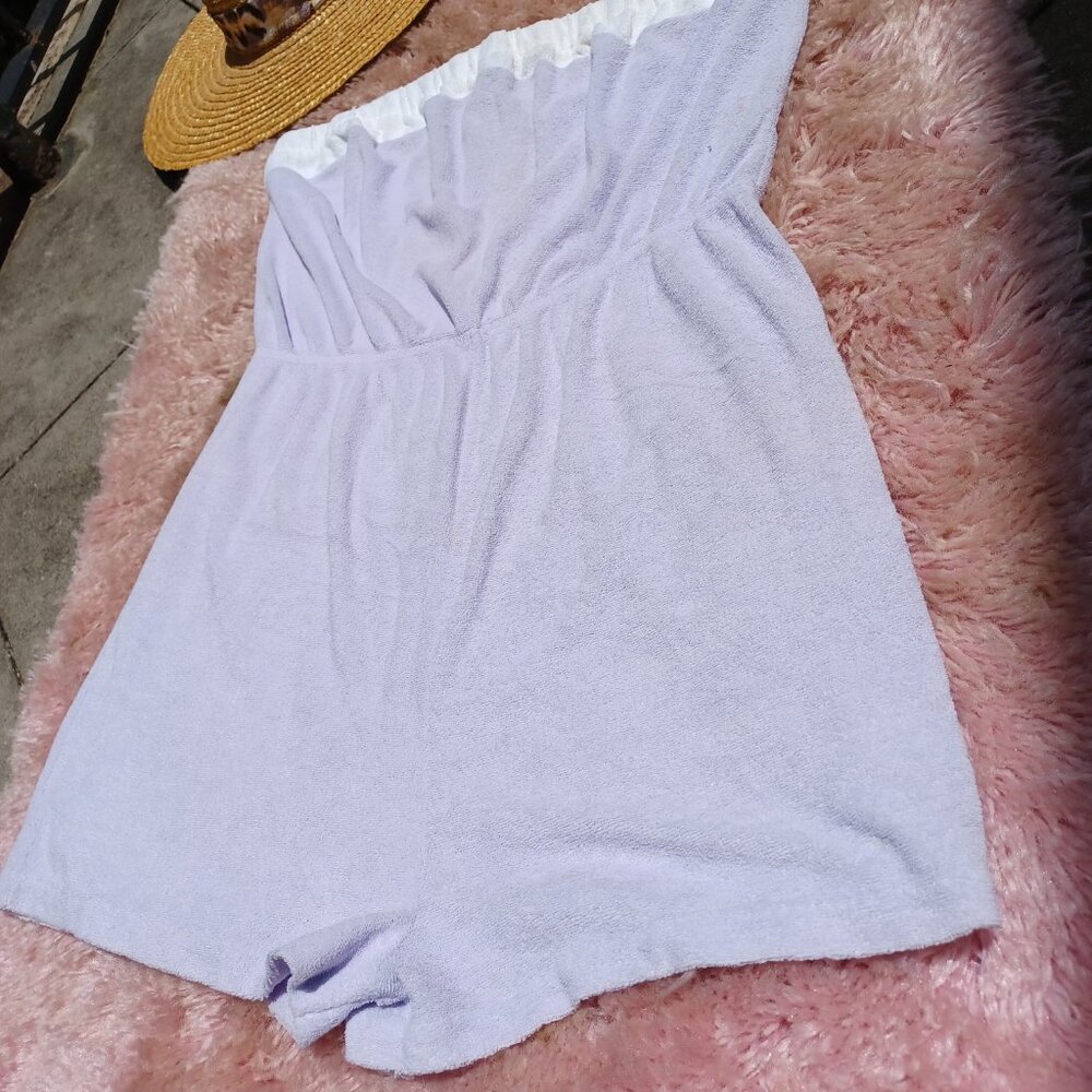 Vintage 60s Coquette Purple Terrycloth Romper size Medium - Picture 3 of 15